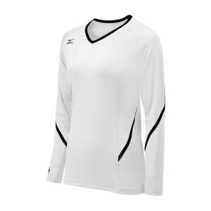 Mizuno Youth Girl's Techno Generation Long Sleeve Volleyball Jersey, White/Black